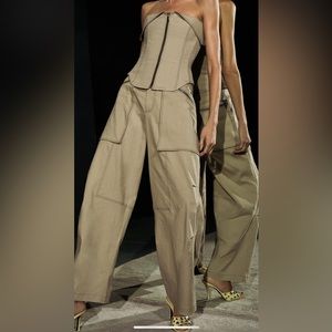 Zara spring collection topstitched zippered pants.